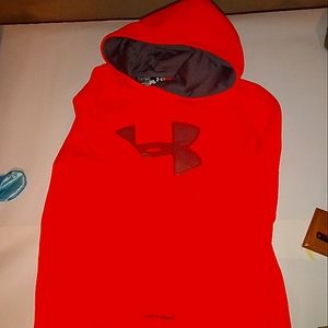 Under armour neon orange branded hoodie size ylg/jg/g